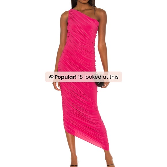 Norma Kamali Dresses & Skirts - Norma Kamali Hot Pink One-Shoulder Ruched Midi Dress